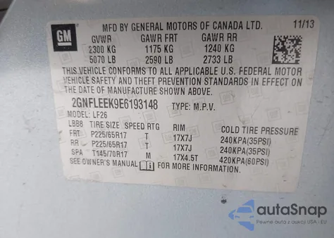 2014 Chevrolet Equinox Ls from USA, damaged, VIN 2GNFLEEK9E6193148